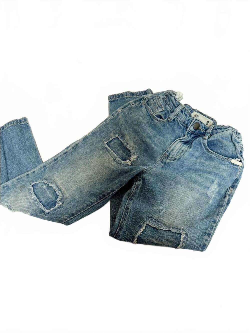 Cotton On Kids Blue Distressed Patch Jeans Size 8